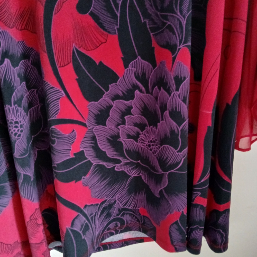 Style & Co Red/Black Floral Tunic Size Large - Picture 3 of 11